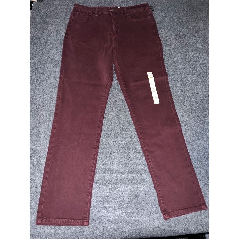 a.n.a High-Rise Straight Leg Jeans Burgundy Maroon Size 14 Womens